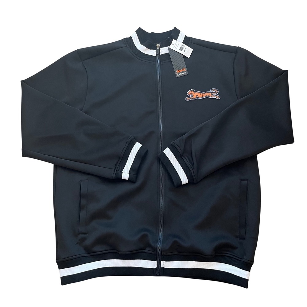 Le Tigre Mens Track Jacket Black White Striped Full‎ Zip XXL LT-88-006-001 NWT
